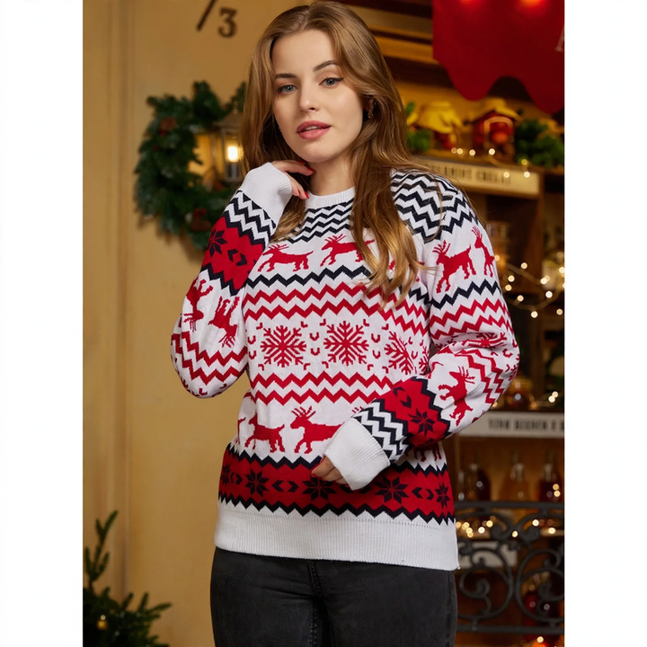 Christmas sweater with reindeer jacquard for men and women