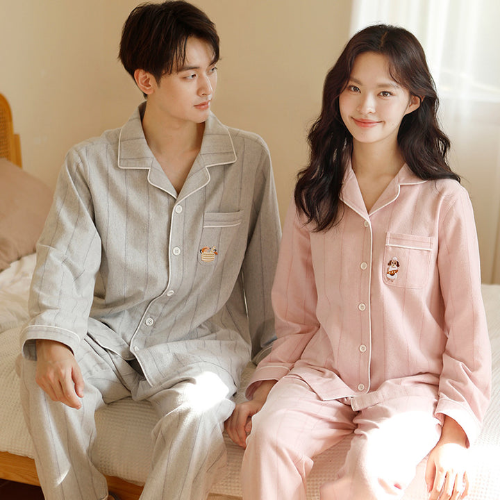 Partner Pajama made of cotton flannel with embroidery