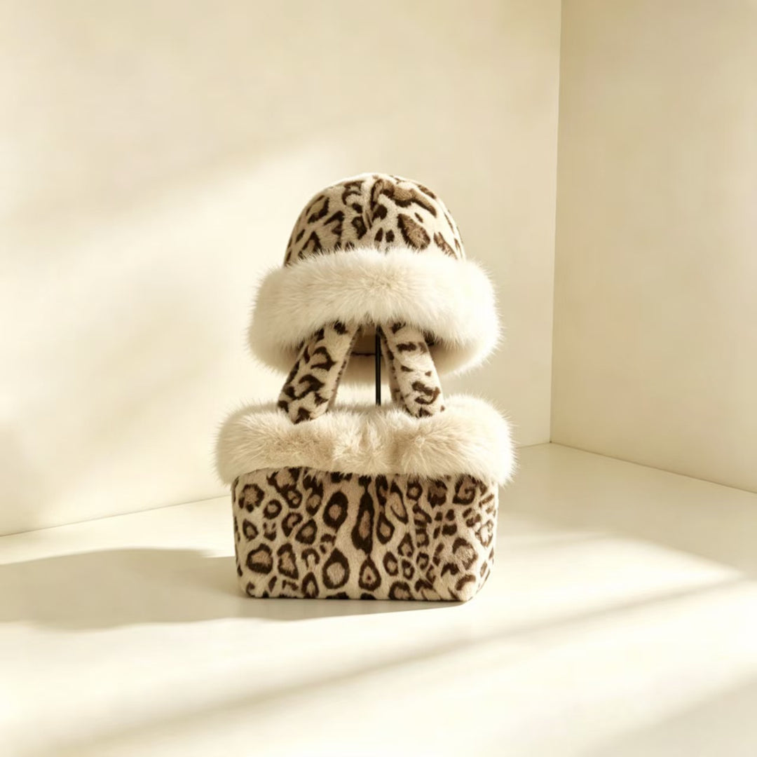 Winter Set: Handbag and Beanie in Leopard Design