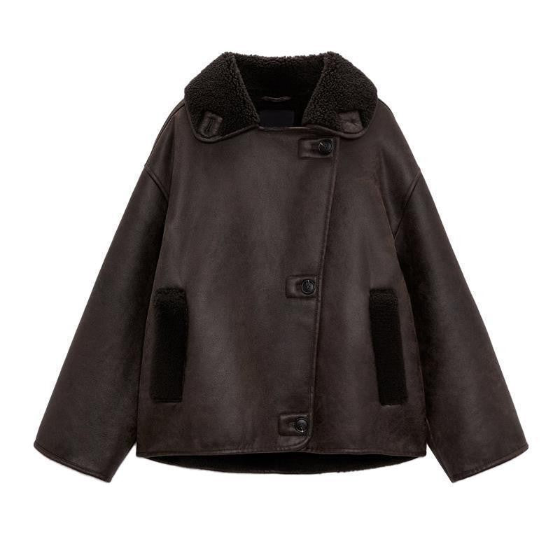 Vintage-Reversible Jacket with Lamb Fleece Look