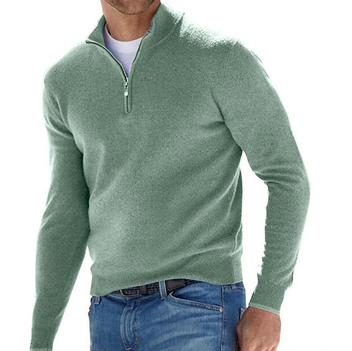 Men's Long Sleeve Cashmere Sweater with Zipper