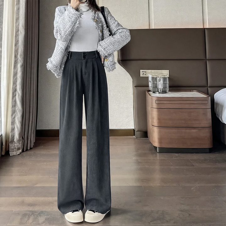Padded corduroy pants with high waistband