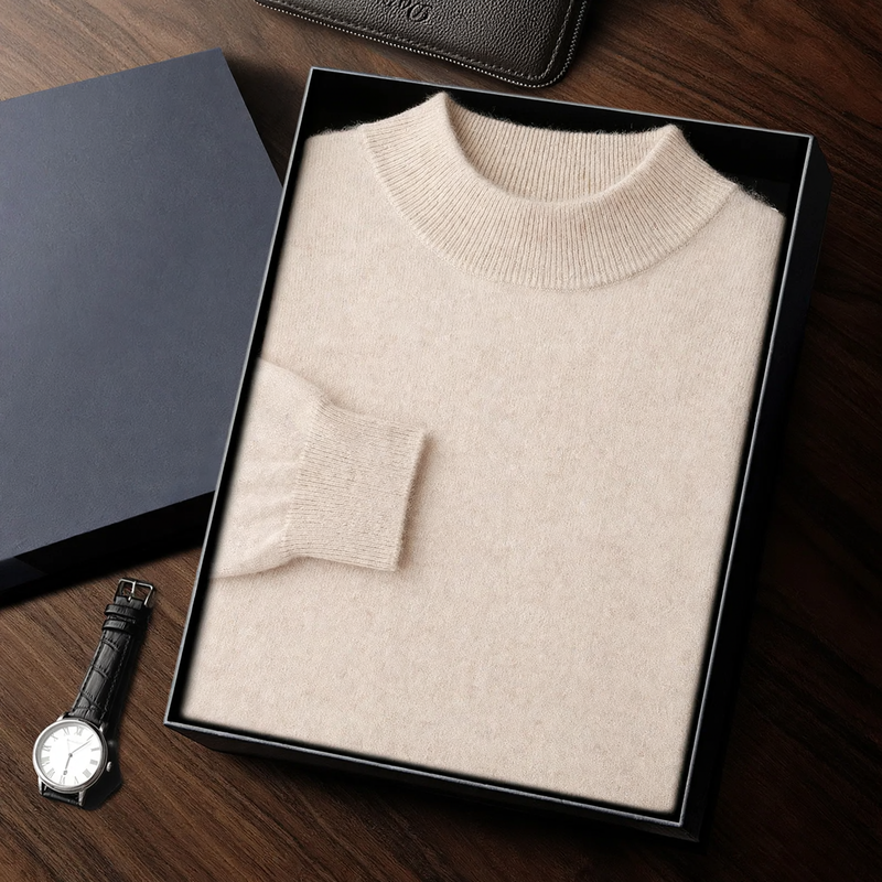 Simple half-collar sweater for men