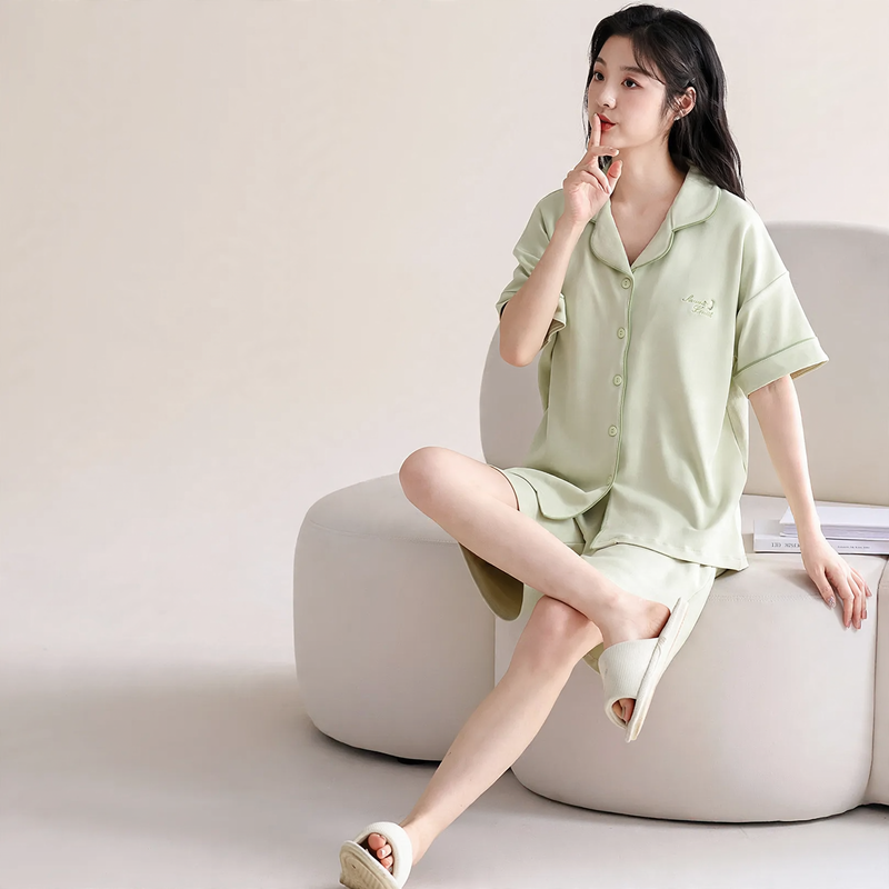Pair-Pajama-Set, Cotton, Long Sleeve, with Chest Padding