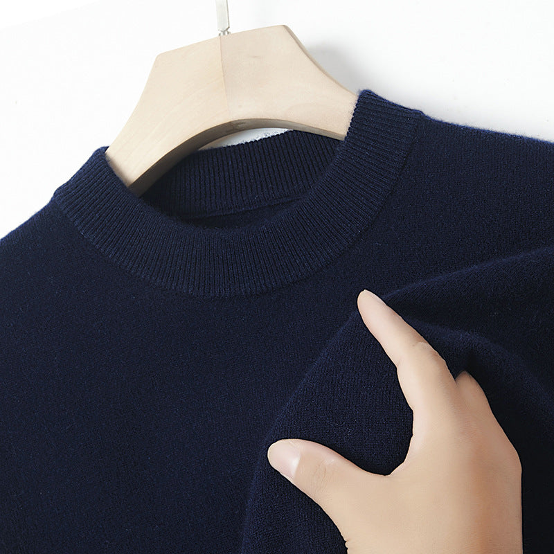 Men's cashmere sweater, crew neck, solid color