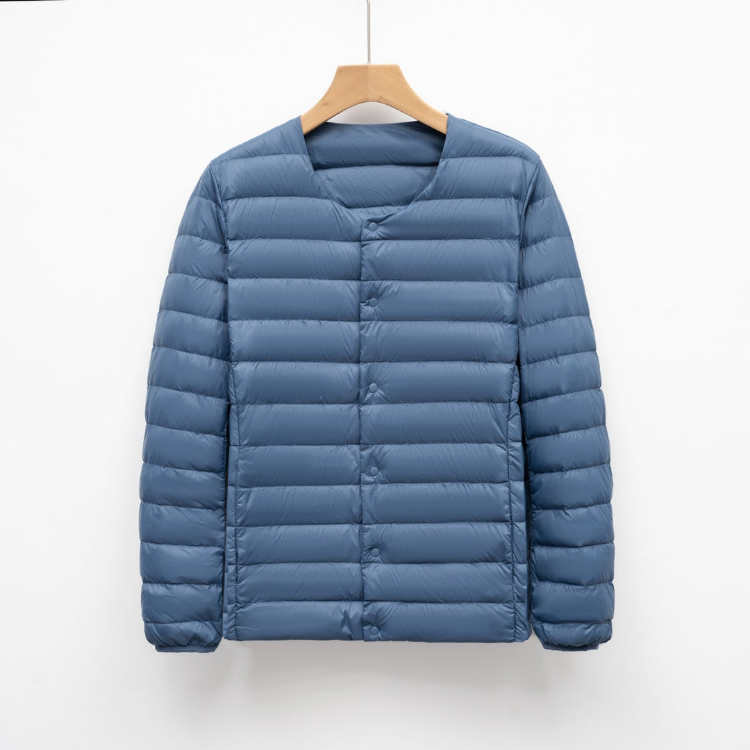 Light men's down jacket, round neck, thin