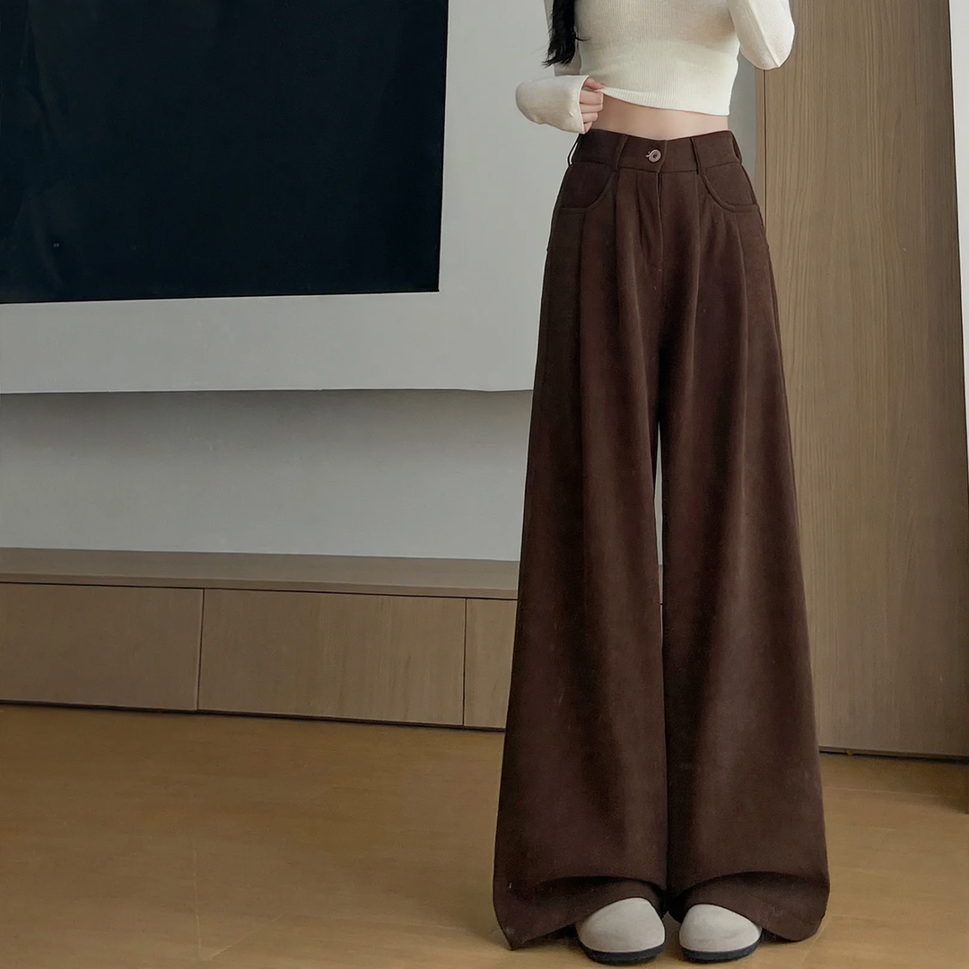 Women's corduroy suit pants with wide leg