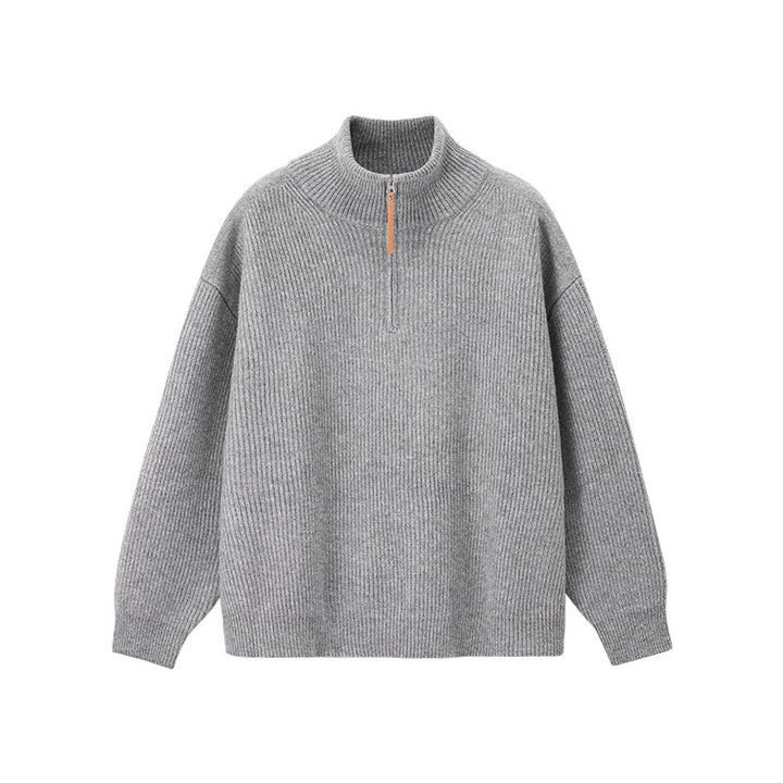 Men's knit pullover with half zipper