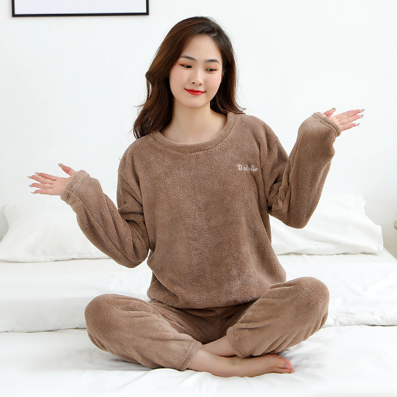 Pair-Pajama-Set, Coral fleece, warm and fashionable