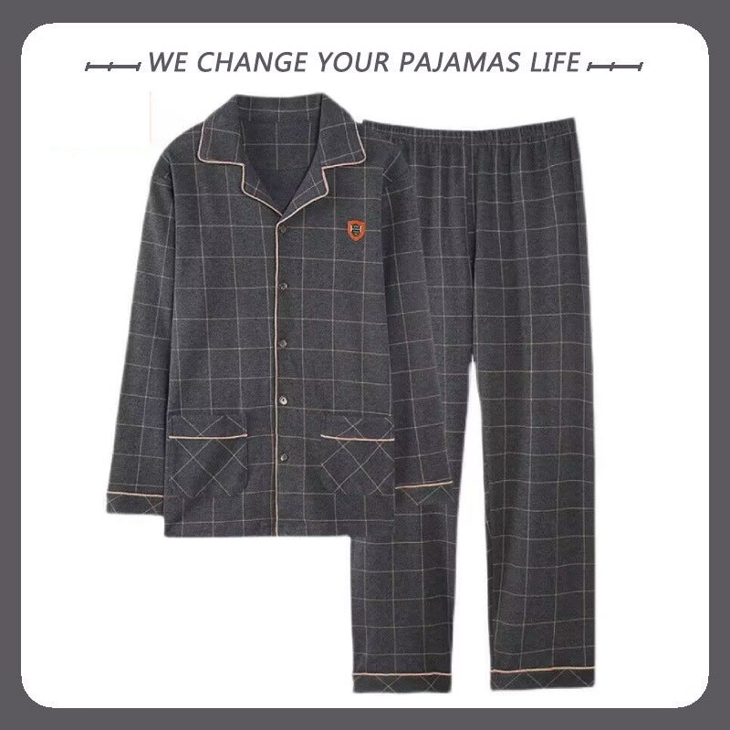 Men's Pajama Set, Cotton, Long Sleeve, Checked