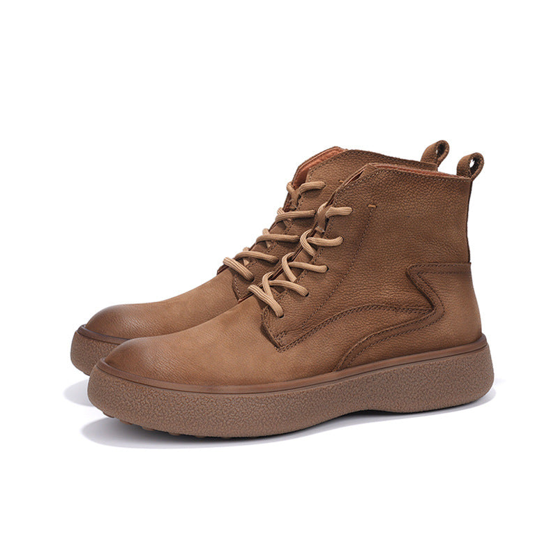 Men's leather boots, lined, classic