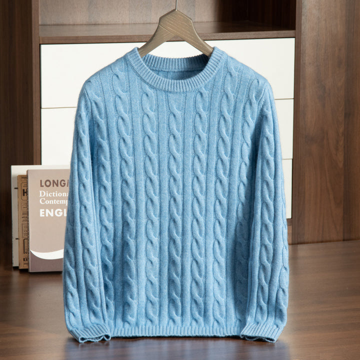 Men's cashmere sweater with stand-up collar and jacquard pattern