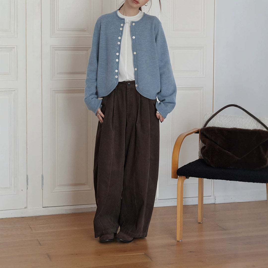 Retro-cord trousers, loose fit, women's