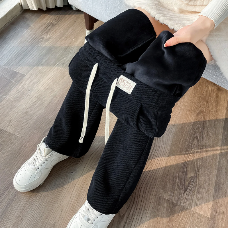Women's wide-leg corduroy pants, lined