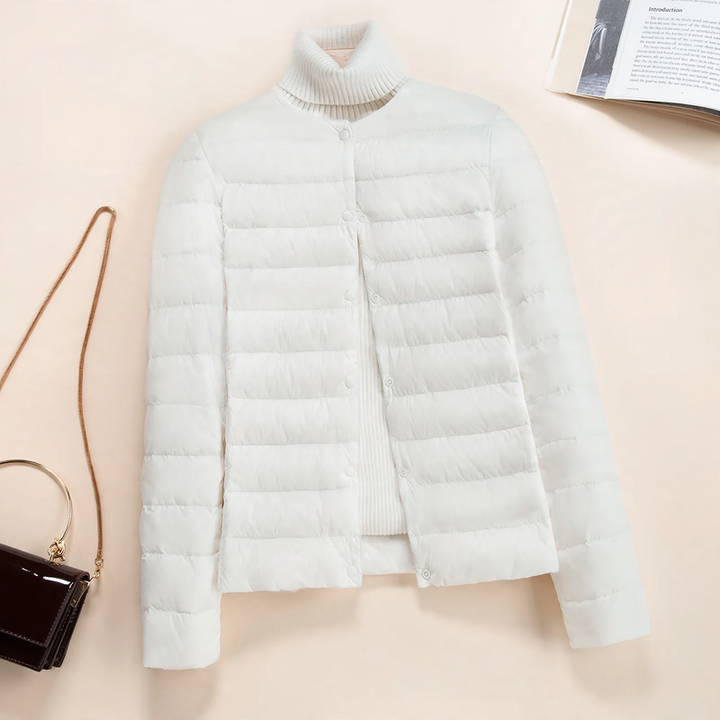 Light women's quilted jacket, short, fitted