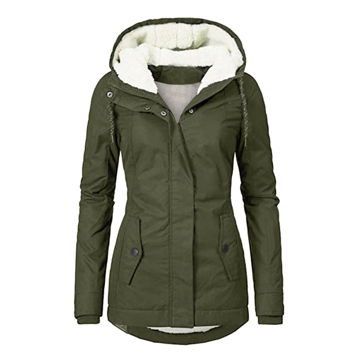 Fleece-lined parka with lambskin imitation