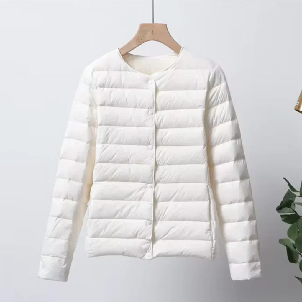 Mune | Down Puffer Ultra Lightweight Slim Fit Button Closure Hip Length