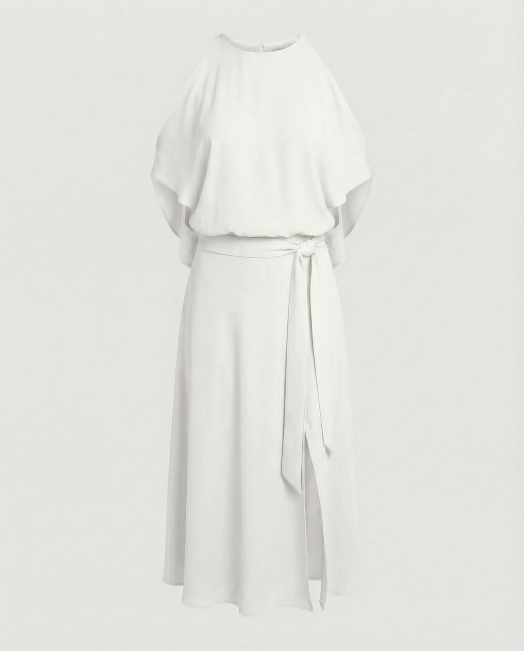 Elegant dress with stylish shoulder cutouts.