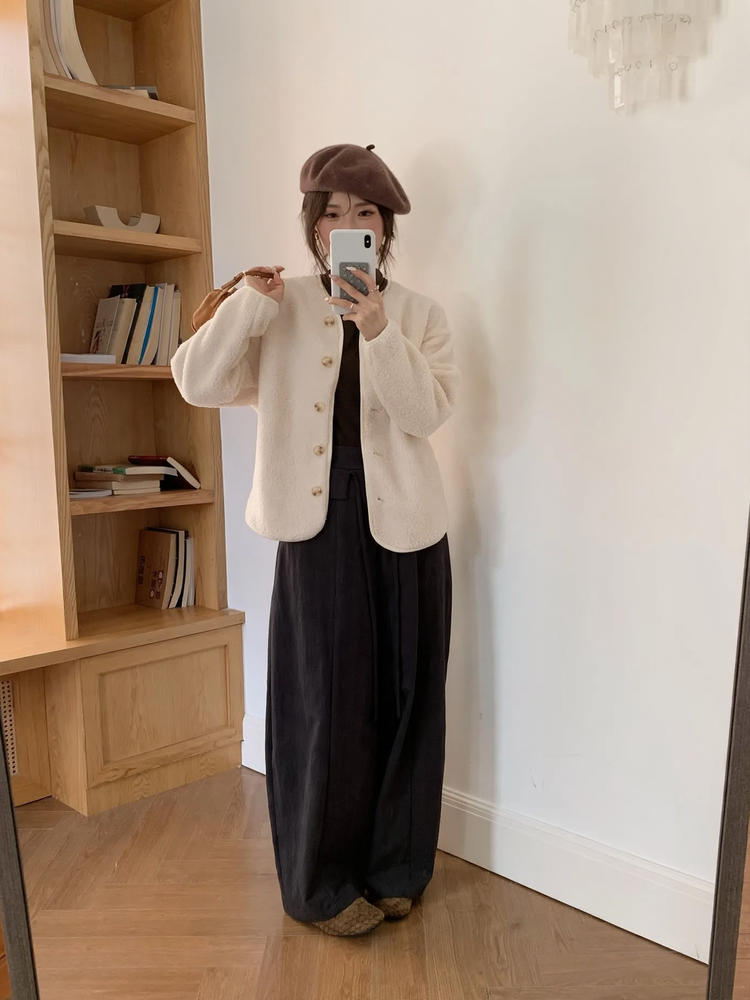 Sheepskin imitation cardigan, loose, warm