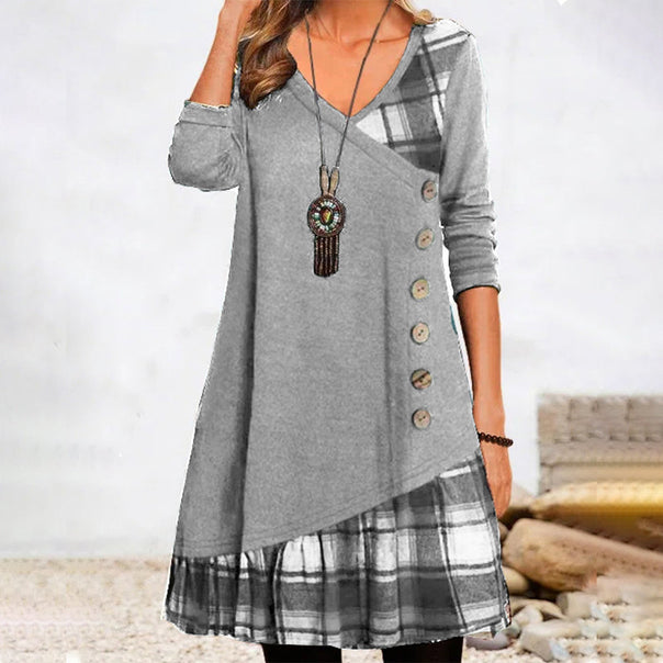 Mune | Long-sleeved checkered dress