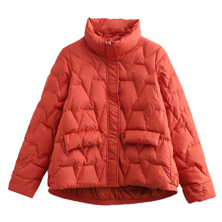 Short down jacket for women with stand-up collar