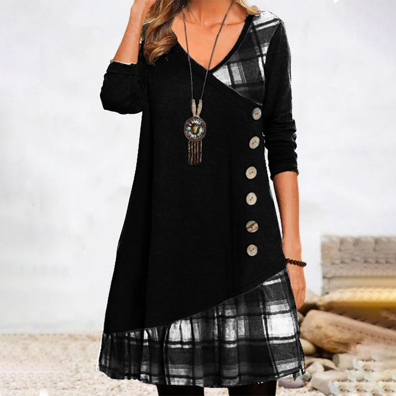 Mune | Long-sleeved checkered dress
