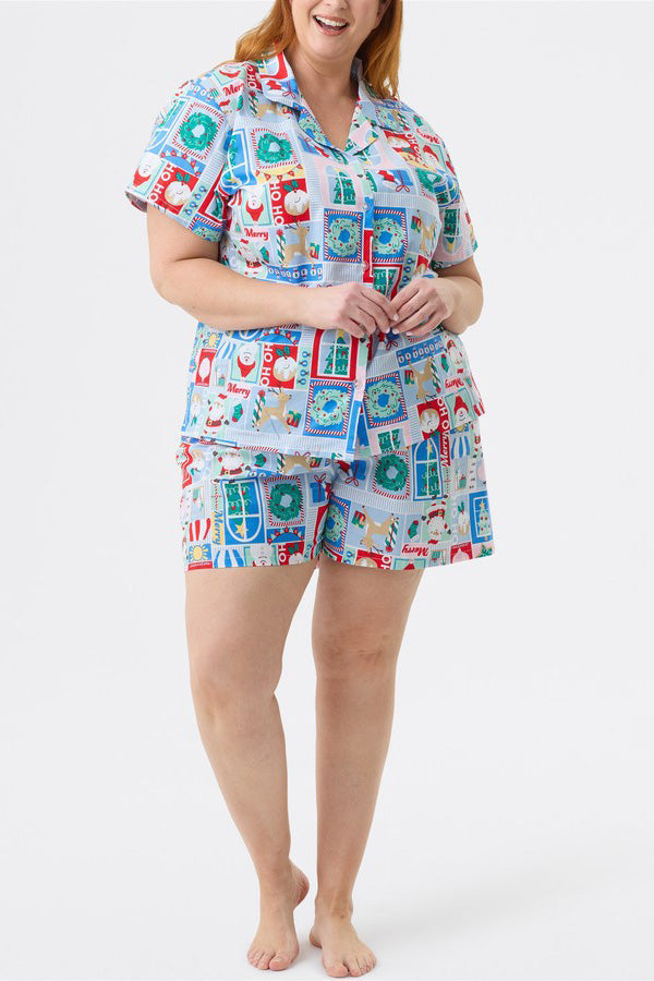 Mune | Christmas Print Short Sleeve Cute Cartoon Print Set