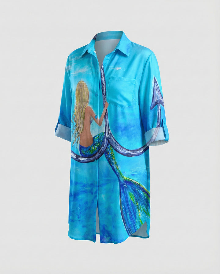 Long women's beach blouse