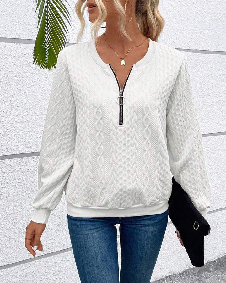 Mune | Casual Solid Color Sweatshirt with Long Sleeves and Zipper