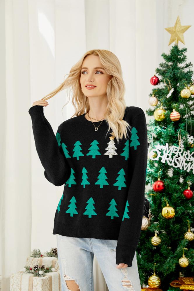 Mune | Sparkling Sequin Christmas Tree Knitted Sweater