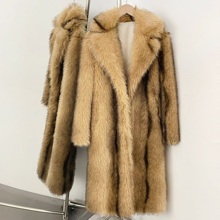 Long women's faux fur coat, lined