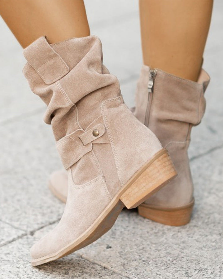 Mune | Ankle Boots Wild With Low Heel And Zipper