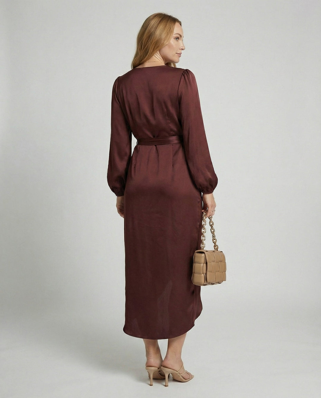 Elegant wrap dress women midi