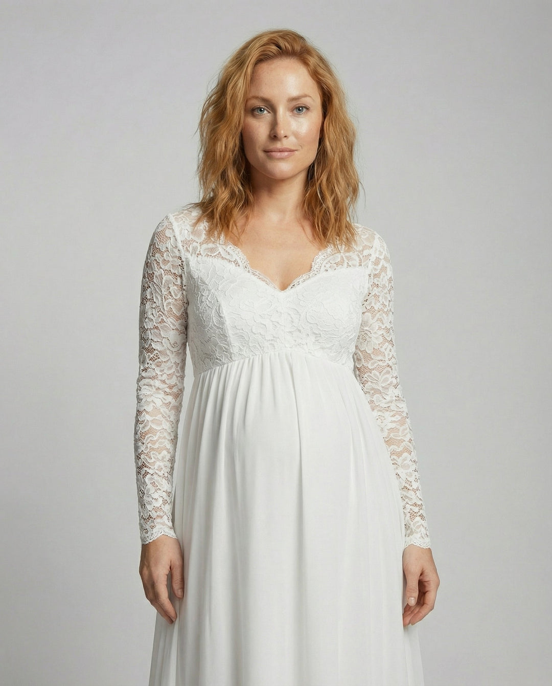 Elegant lace maxi dress for pregnant women