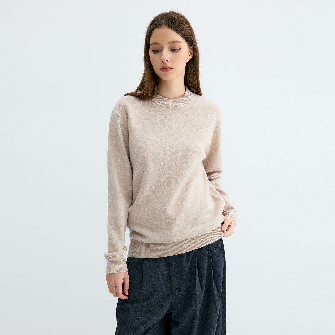 Men's sweater made from 100% sheep wool, stand-up collar