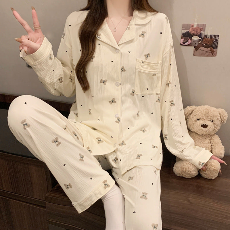 Women’s Pajama Set, long-sleeve, with bow detail