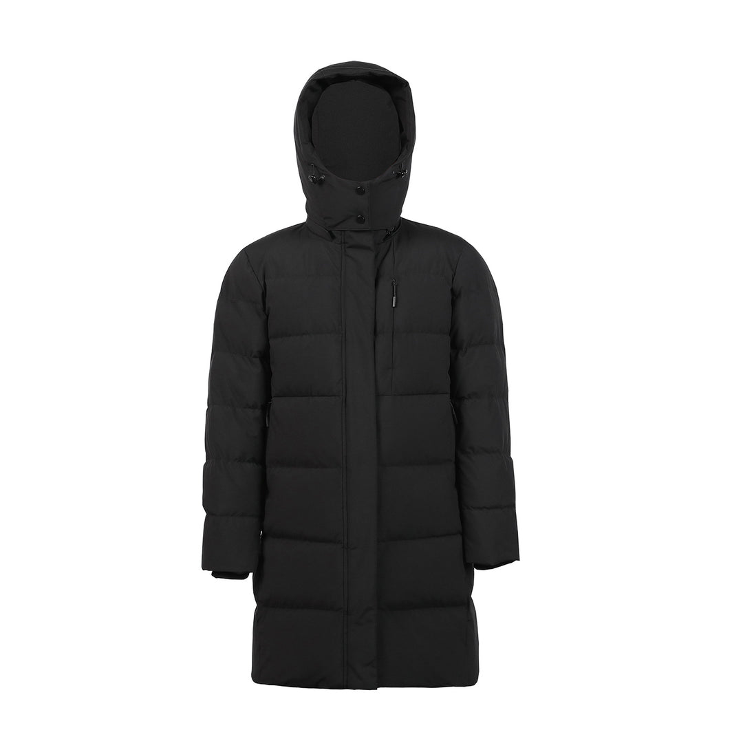 Short women's down jacket with removable hood