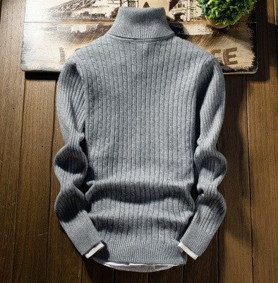 Men's knitted sweater with roll neck and cable pattern