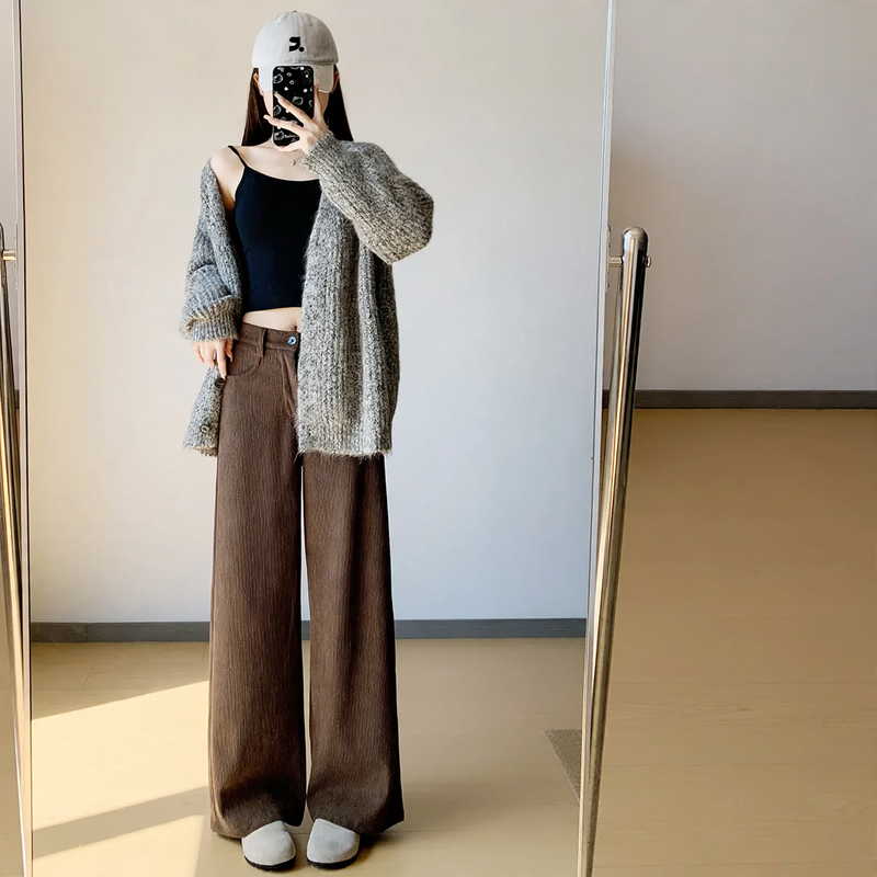 Cord pants for women, wide fit, various lengths