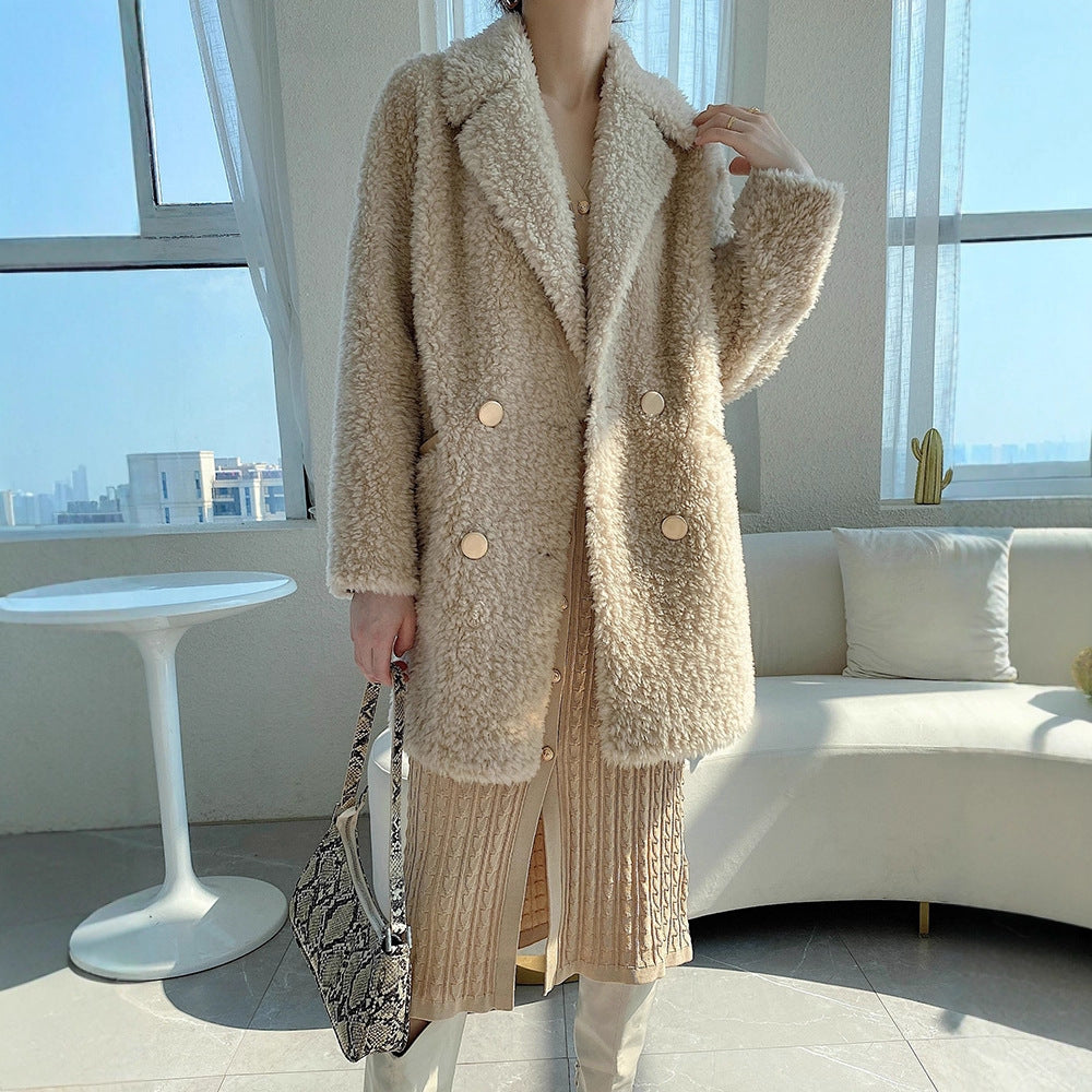 Mid-length sheepskin coat, various colors