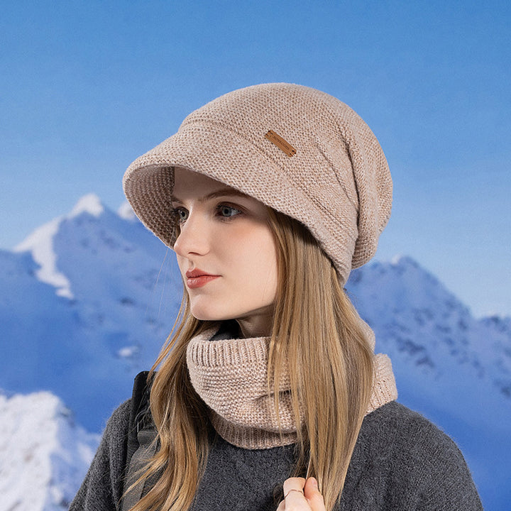 Knitted hat and scarf set with lining
