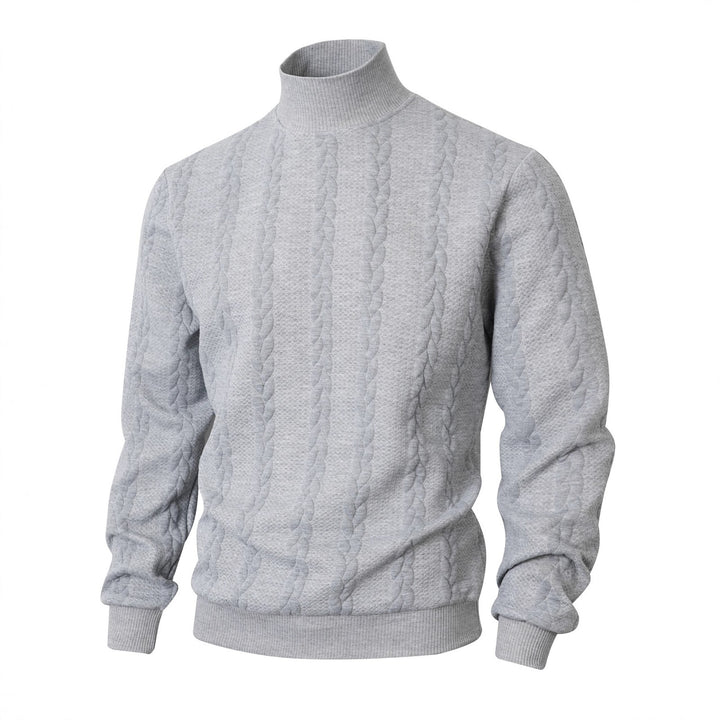 Men's knit sweater with stand-up collar, breathable