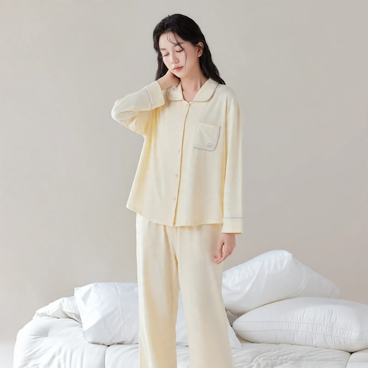 Lyocell-Cotton-Pajamas, Unisex, V-Neck