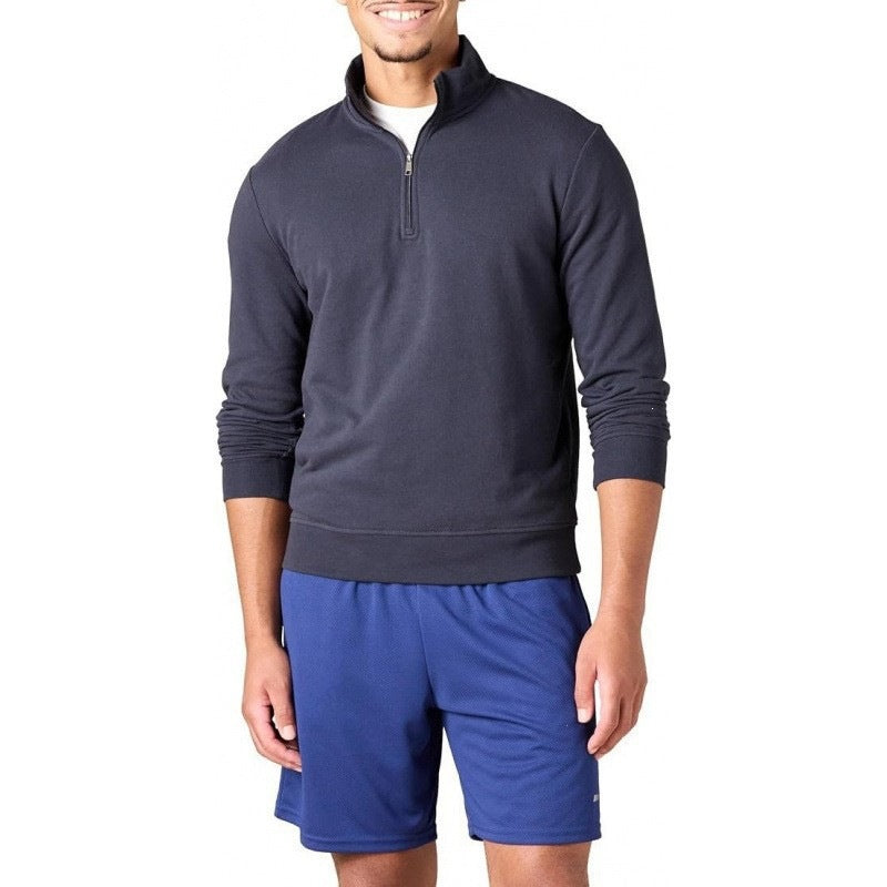 Men's sweatshirt with stand-up collar and quarter zipper