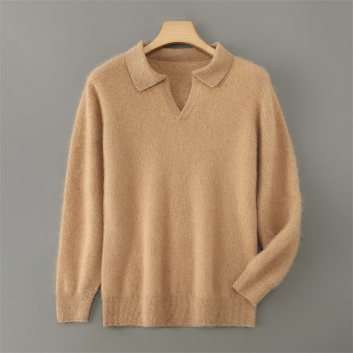 Men's wool sweater with collar, business casual