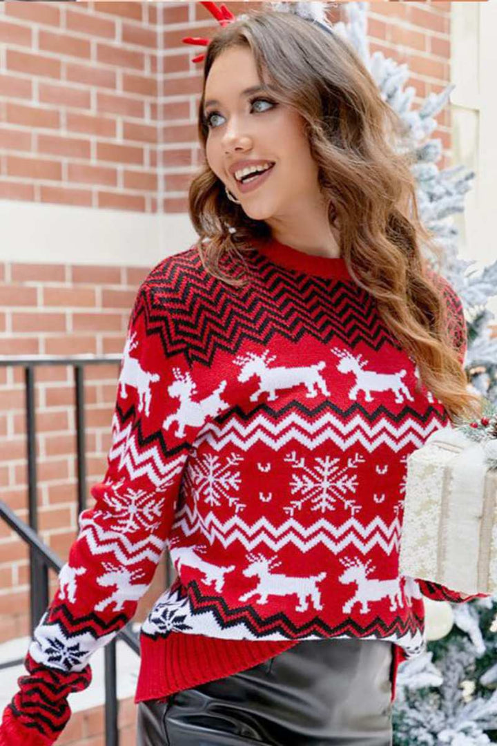 Mune | Striped Christmas Reindeer Knit Sweater