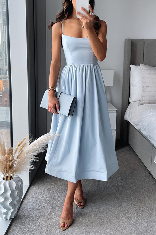 Mune | Midi Dress In A-Line With Spaghetti Straps And Waist