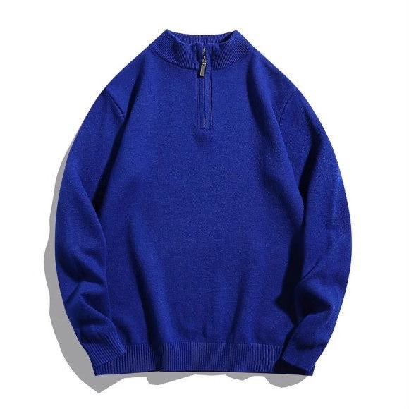 Men's knit sweater with half zipper