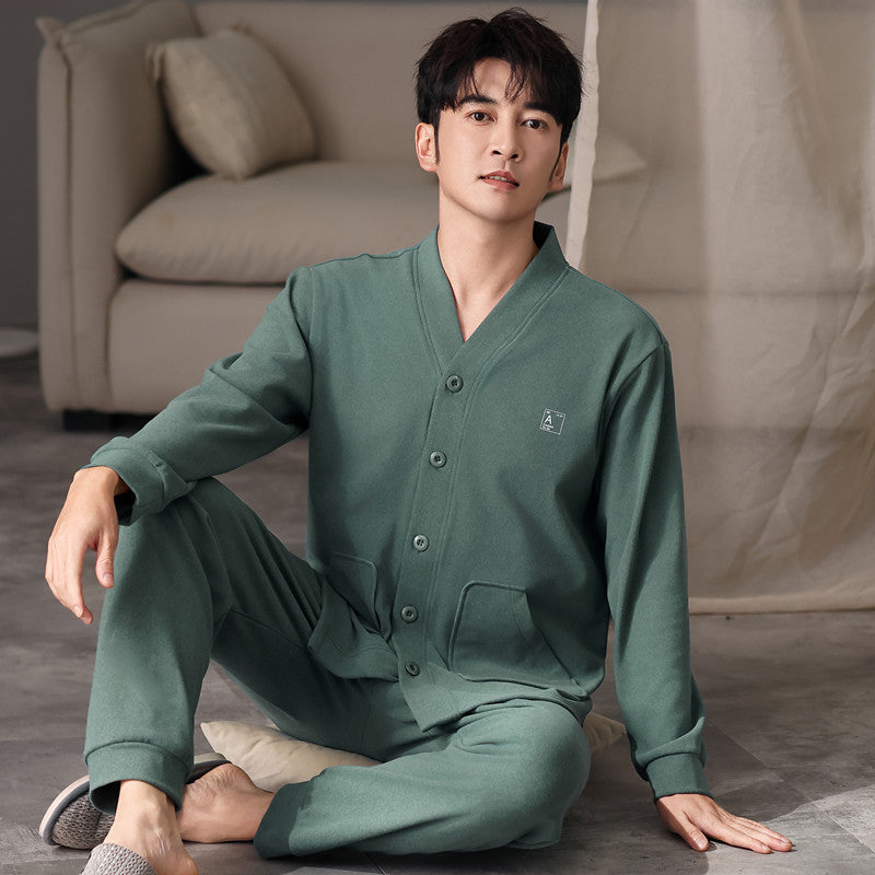 Warmer men's house suit made of thermostat fabric