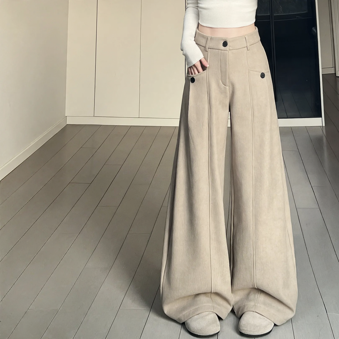 Women’s corduroy suit trousers with high waistband